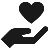 Ein schwarze Hand hält ein Herz