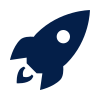 Ein schwarzer Raketen-Icon auf transparentem Hintergrund.