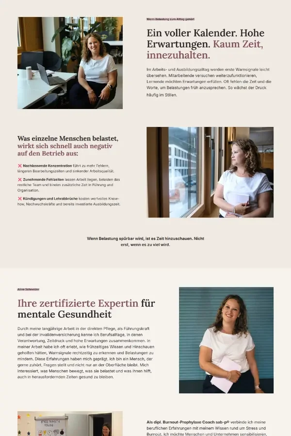 Website für Coaching Schneider, Burnout Prophylaxe Coaching aus Chur