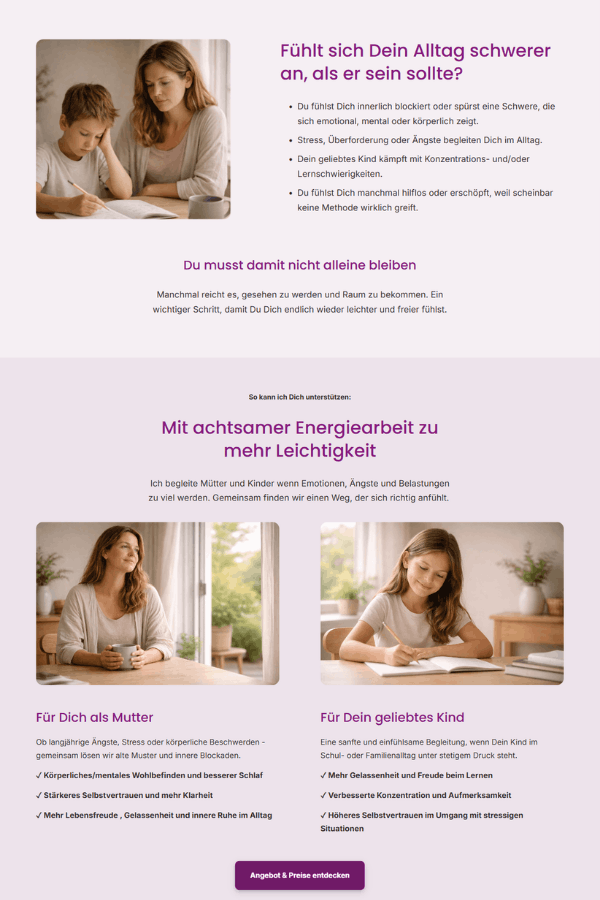 Screenshot einer professionellen Webseite für eine Nergetikerin aus Schaffhausen Schweiz