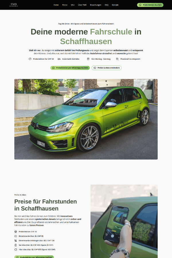 Webseite für Fahrschule aus Schaffhausen