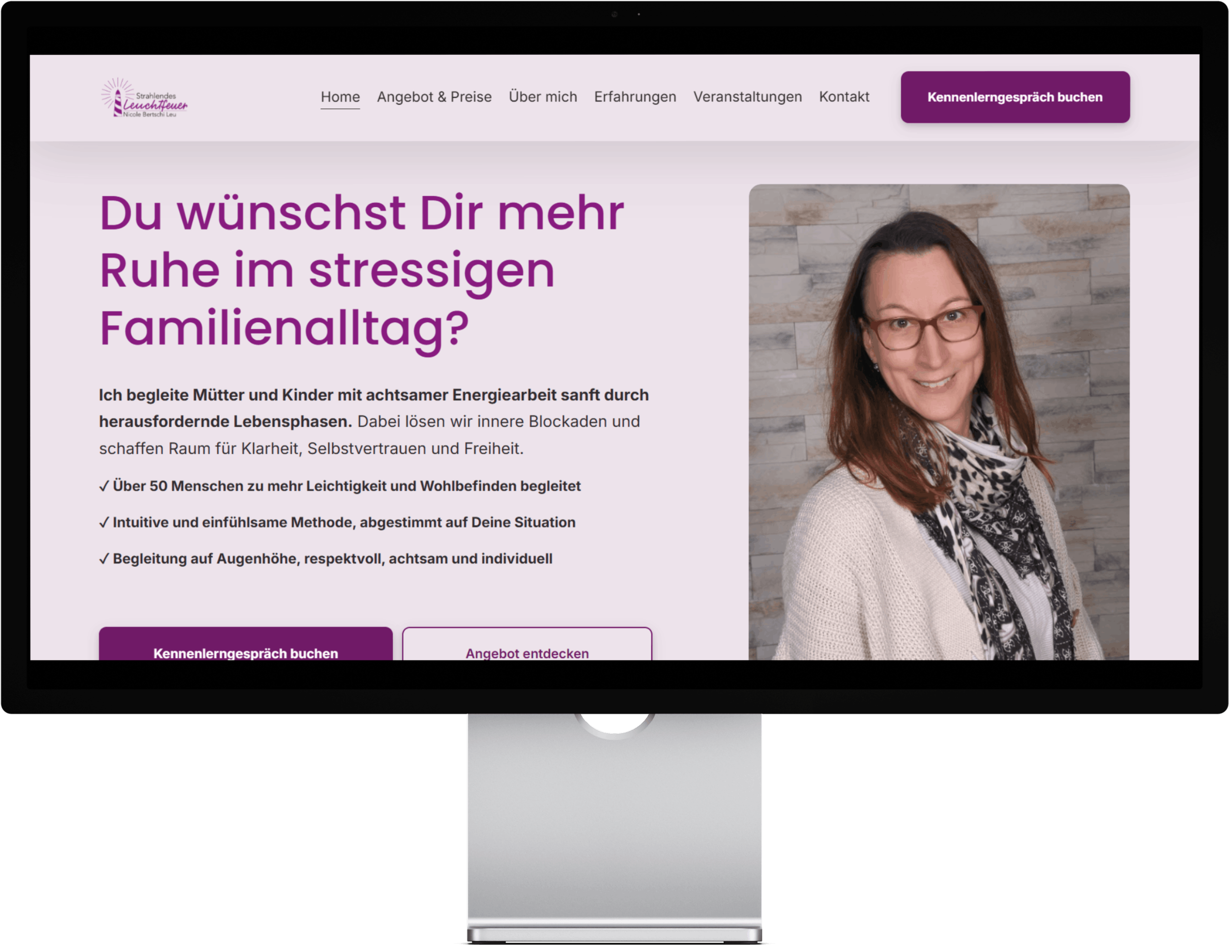 Screenshot einer professionellen Webseite für eine Nergetikerin aus Schaffhausen Schweiz