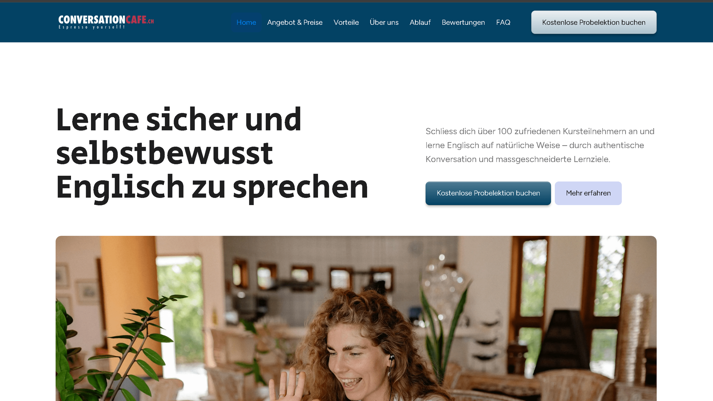 Webseite für Conversation Cafe