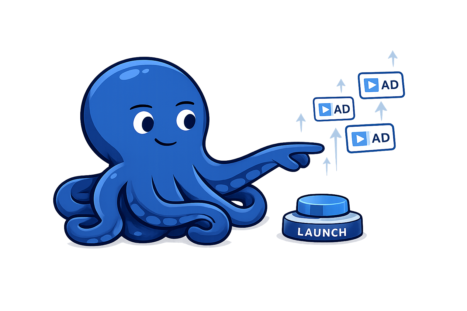 Illustration einer Webseite, die Google Ads lanciert