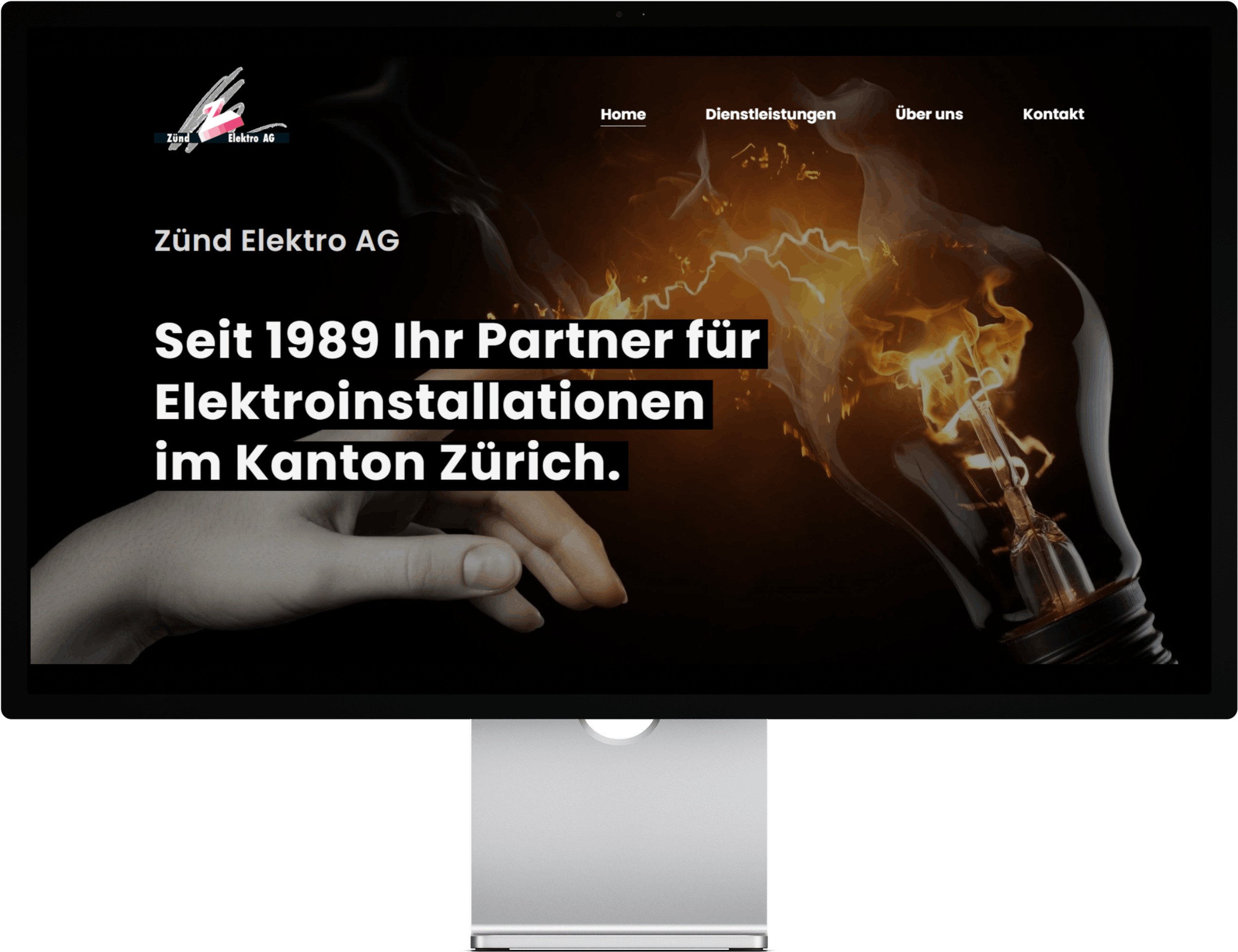 Screenshot einer professionellen Webseite für einen Elektroinstallateur aus Dübendorf aus Zürich.