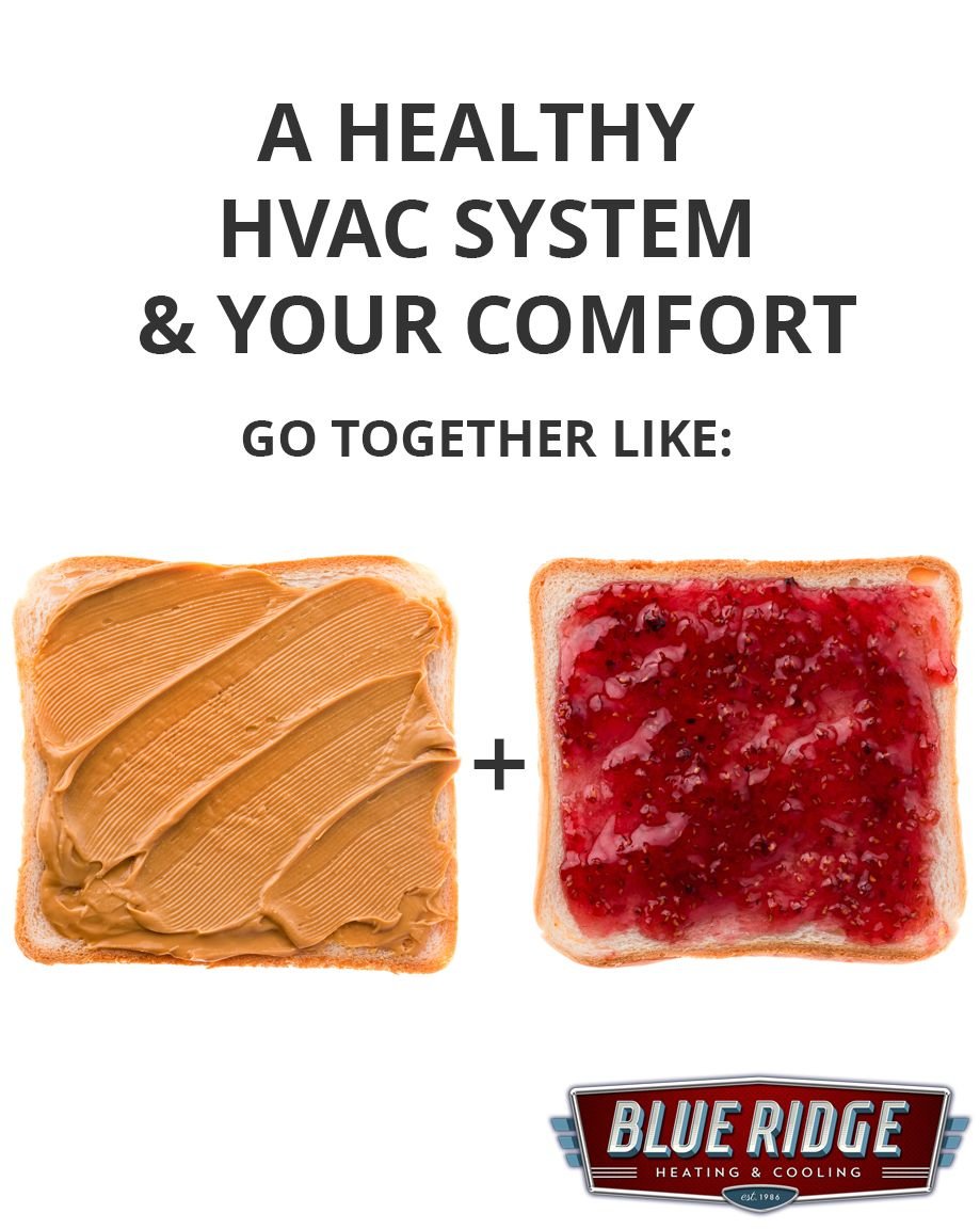 It's National Peanut Butter and Jelly Day! Just like the perfect combo of peanut butter and jelly, a well-maintained HVAC system keeps your home comfortable year-round. Trust Blue Ridge for top-notch service! #pbjday #HVAC