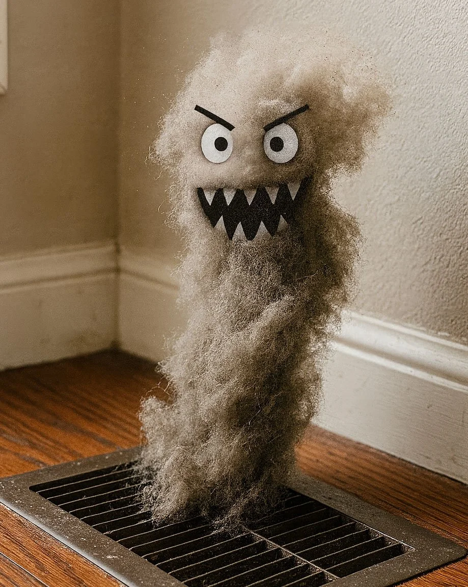 When you skip changing your air filter for 6 months&hellip; 👀🐇Congratulations, you now own a pet dust bunny. #HVACLife #BlueRidgeCares #DustMonster