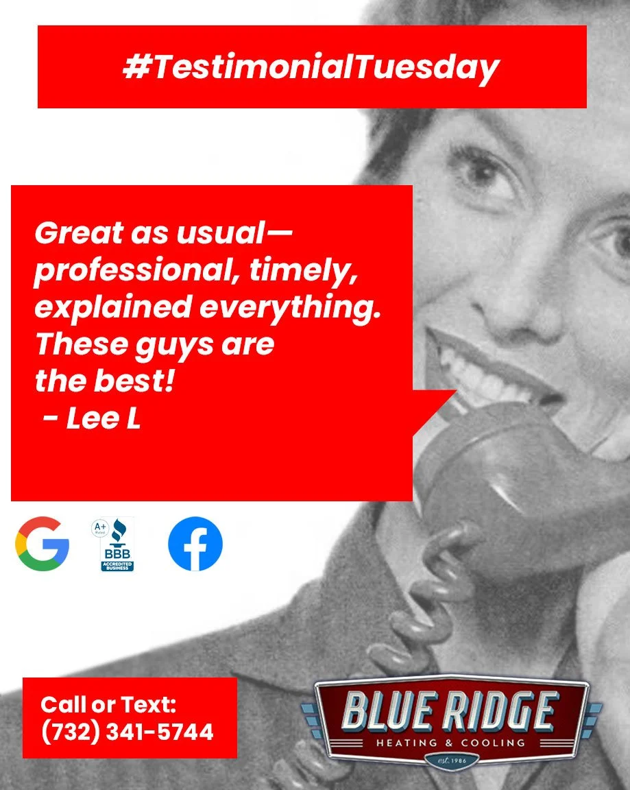Every review keeps us motivated! ⭐ From quick fixes to full installs, we&rsquo;re grateful for your kind words on Google, Facebook &amp; BBB. 💙 #TestimonialTuesday #CustomerLove #BlueRidgeHVAC