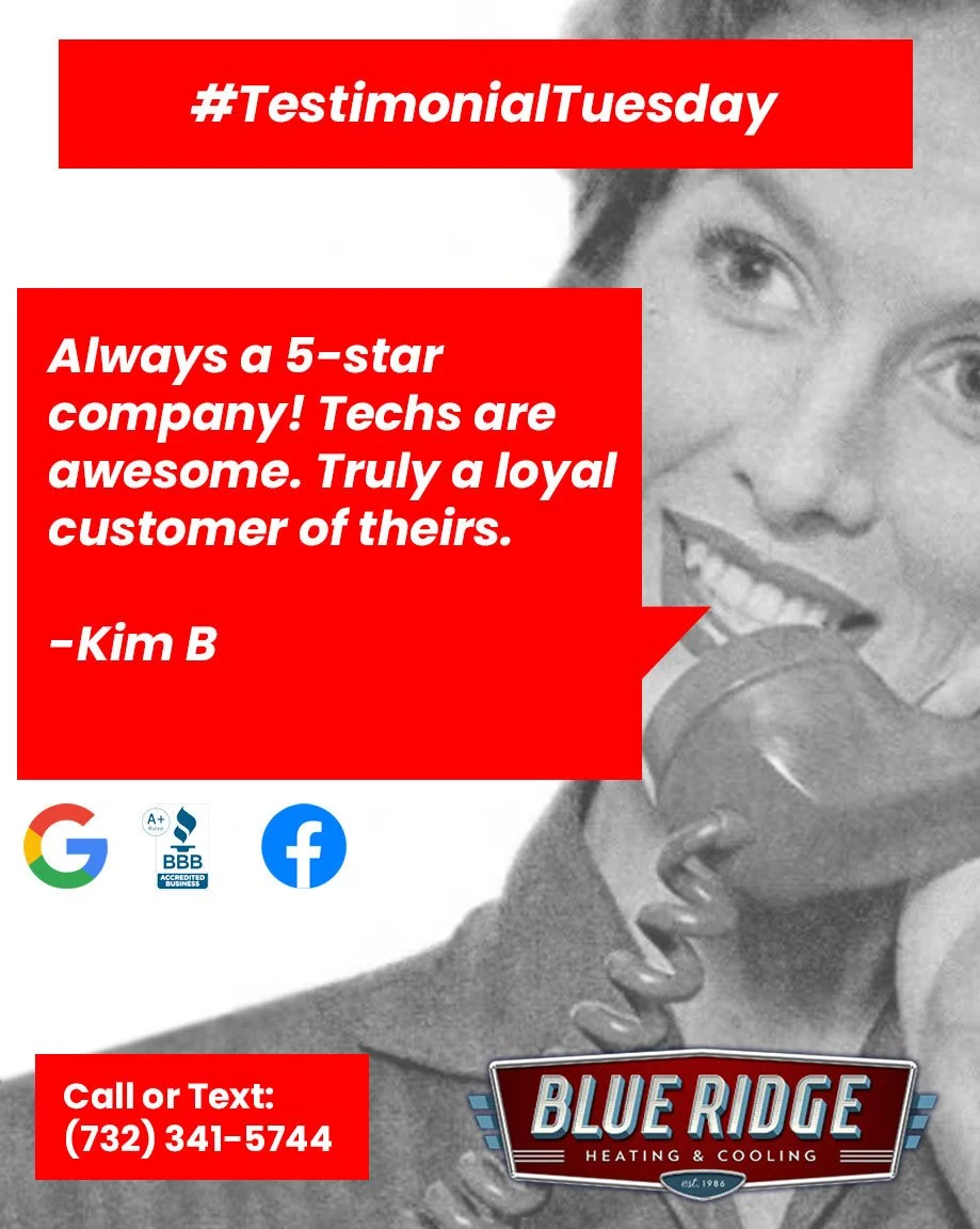 Your feedback means everything to us! 🙌 Thanks for the 5-star love on Google, Facebook &amp; BBB&mdash;whether it&rsquo;s a repair or a new system, we&rsquo;re proud to serve you. #TestimonialTuesday #BlueRidgeHVAC