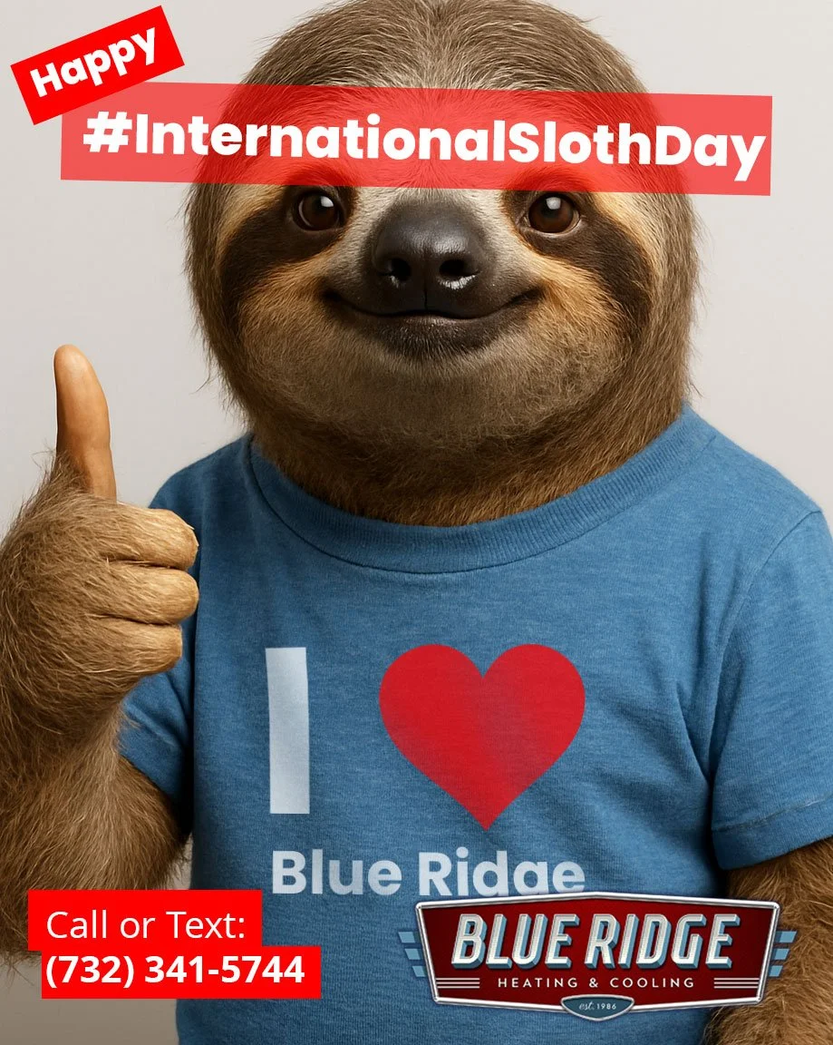 Take it slow&mdash;it&rsquo;s #InternationalSlothDay. 🦥 Relax in comfort while Blueridge HVAC does the work to keep your home cozy. ❄️🔥 #BlueRidgeCares #HVACLife