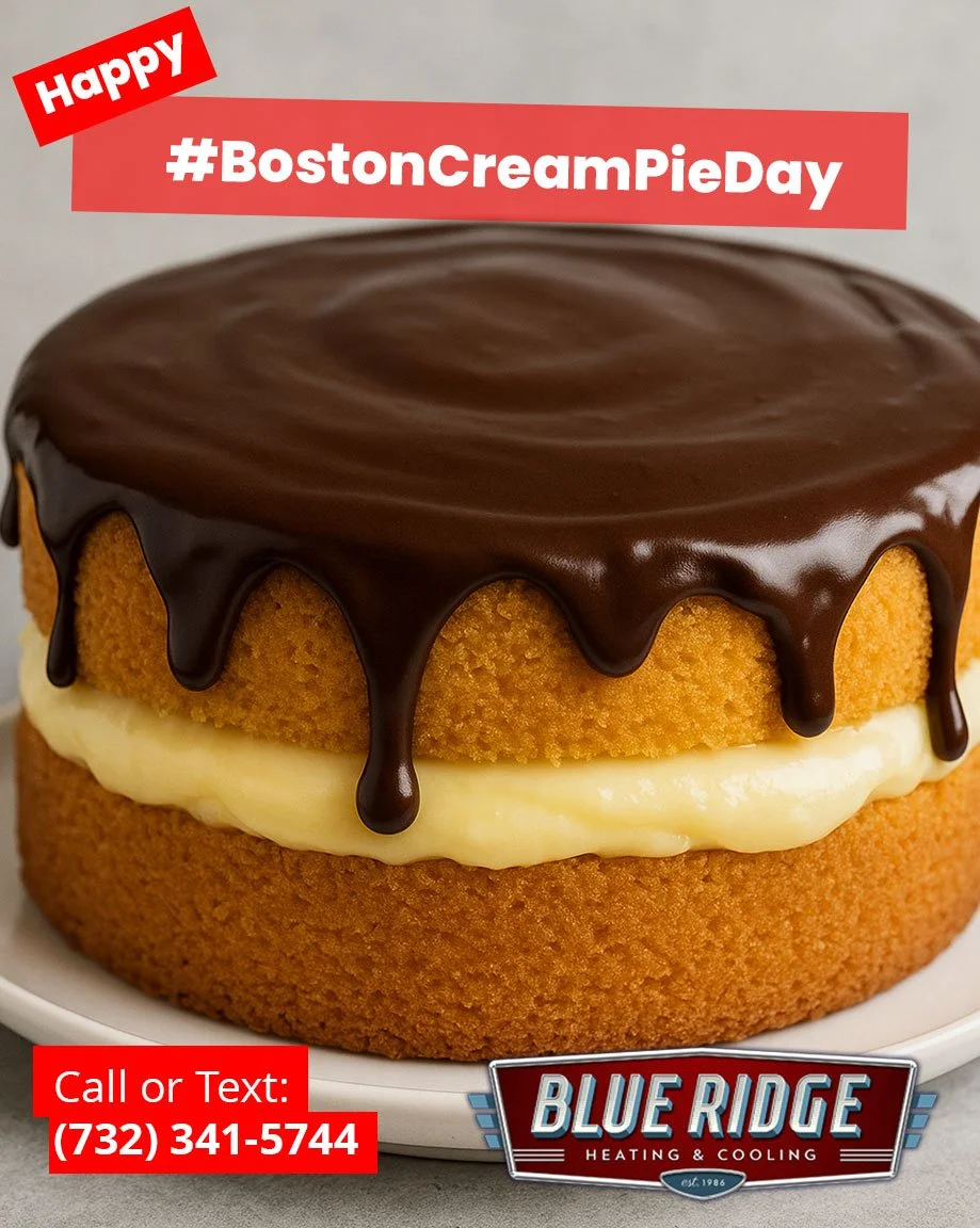 Sweet treat time: #BostonCreamPieDay calls for dessert and a cozy home to enjoy it in. #BlueRidgeHVAC #ComfortFirst