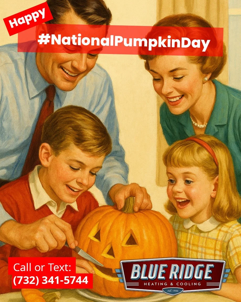 Happy #NationalPumpkinDay! 🎃 Whether you&rsquo;re carving, baking, or decorating, keep your fall festivities cozy with reliable comfort from Blueridge HVAC. ❄️🔥 #BlueRidgeCares #HVACLife