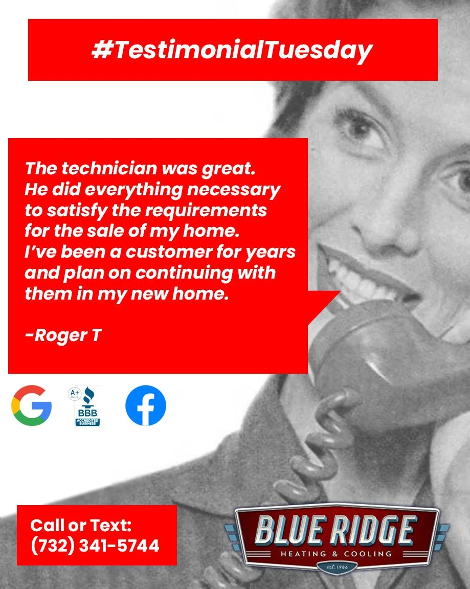 Your kind words keep us going! 💙
Whether it&rsquo;s a quick fix or a full install, we&rsquo;re honored to be your trusted NJ comfort team. #TestimonialTuesday #CustomerAppreciation #BlueRidgeHVAC #HomeComfort #HVACPros