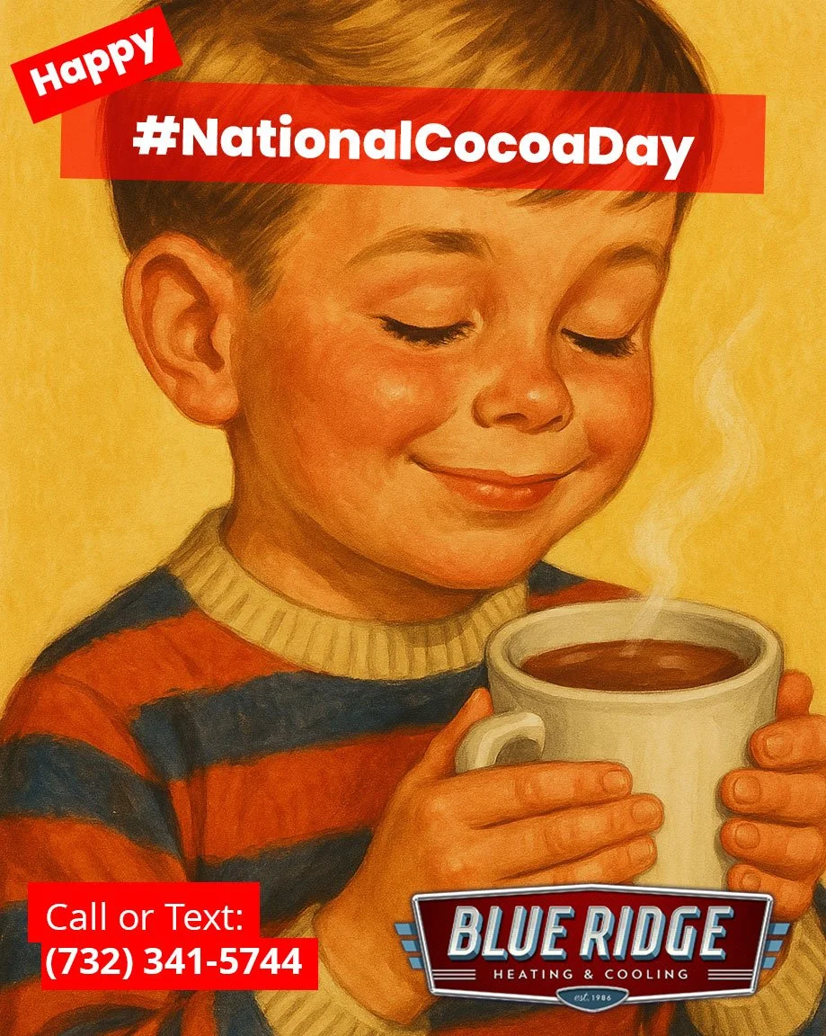 Hot cocoa hits different in a warm home. ☕🔥Call Blueridge if your furnace isn&rsquo;t keeping up. #NationalCocoaDay #StayCozy #FurnaceCheck #WinterWarmth #BlueRidgeHVAC