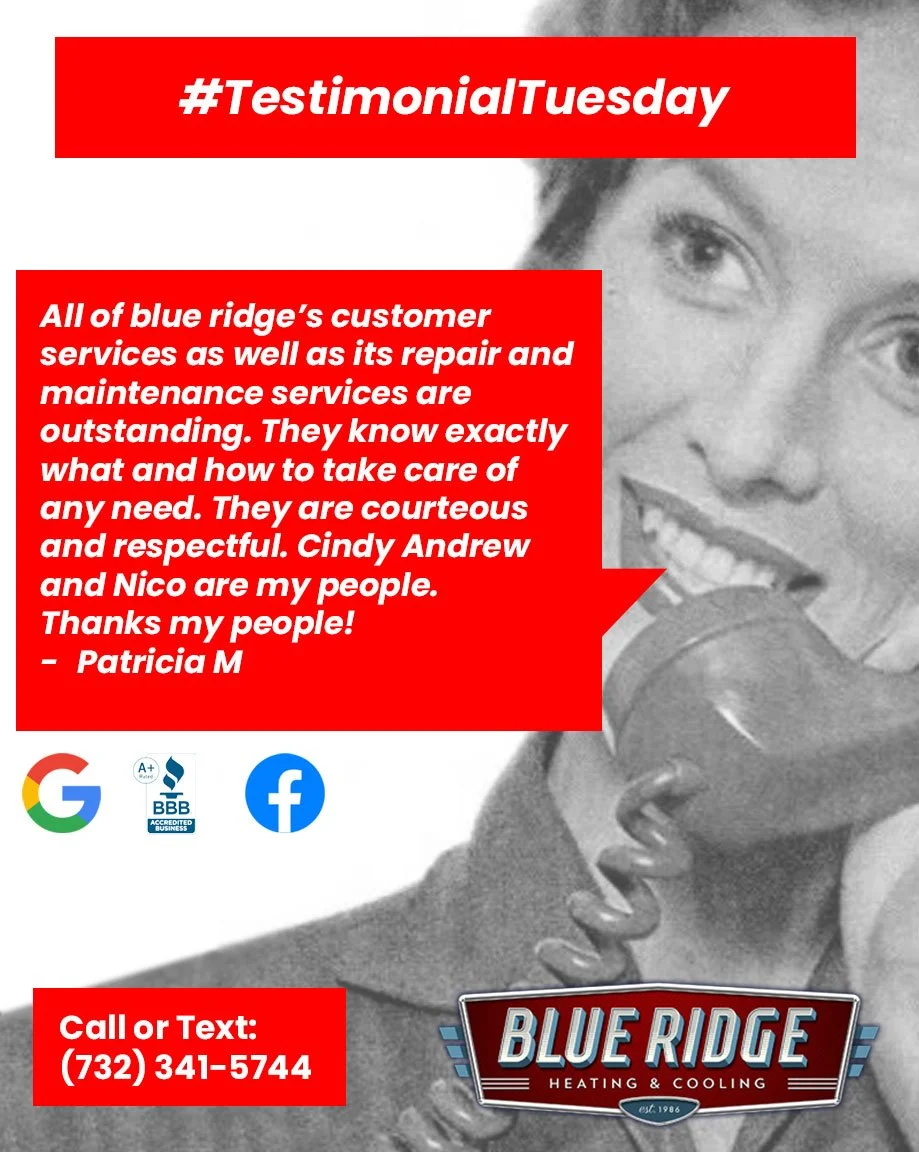 Feedback like this is why we do what we do. 💙 Whether it&rsquo;s a simple fix or a full system upgrade, we&rsquo;re proud to keep New Jersey homes comfortable. #TestimonialTuesday #BlueRidgeHVAC #NJHVAC #HomeComfort #HVACService