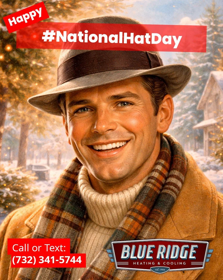 If you&rsquo;re wearing a hat indoors, it may be time to check your heating system. 🎩
 #NationalHatDay #TooCold #HVACTips #BlueRidgeHVAC