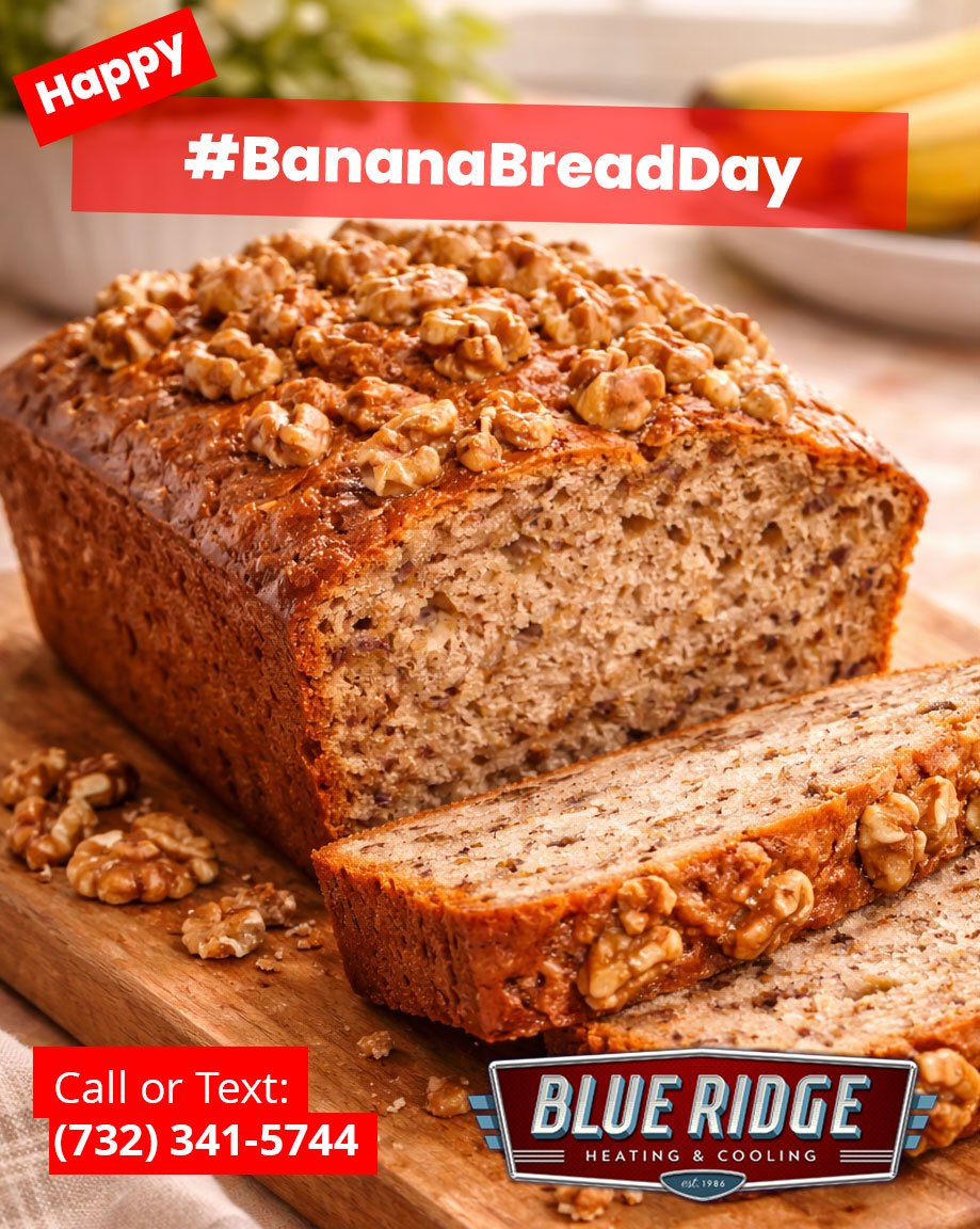 Fresh bread baking and a cozy home? That&rsquo;s a great Sunday! 🍌🔥 Keep your HVAC performance rising. #BananaBreadDay