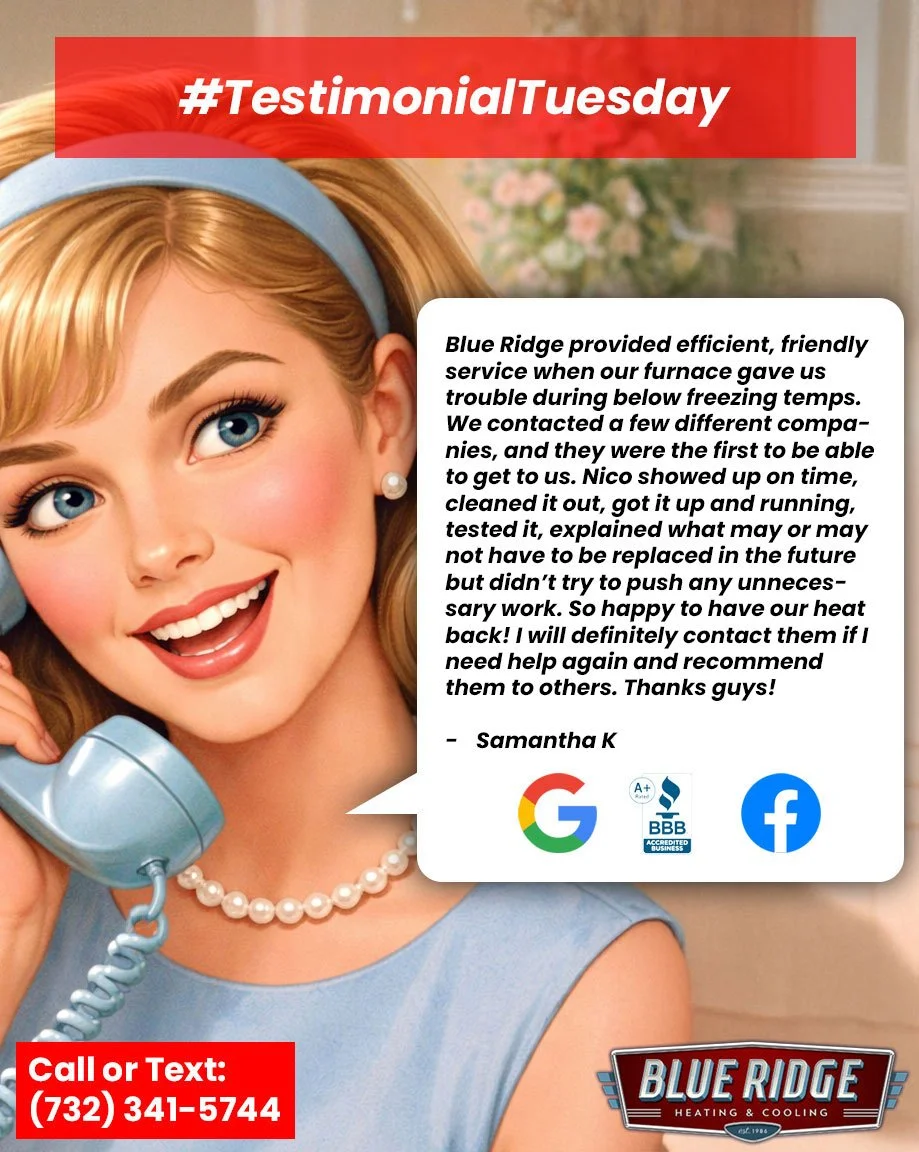 We couldn&rsquo;t do this without your support 💙 Whether it&rsquo;s a simple fix or a brand-new HVAC system, it&rsquo;s our privilege to serve NJ families year-round.#TestimonialTuesday #CustomerAppreciation #BlueRidgeHVAC #NJHomes #ComfortExperts