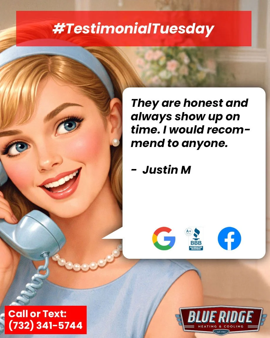 We truly appreciate every review 💙 Whether it&rsquo;s a fast repair or a full system install, we&rsquo;re honored to keep New Jersey homes comfortable year-round.
#TestimonialTuesday #CustomerLove #BlueRidgeHVAC #NJHomes #ComfortExperts