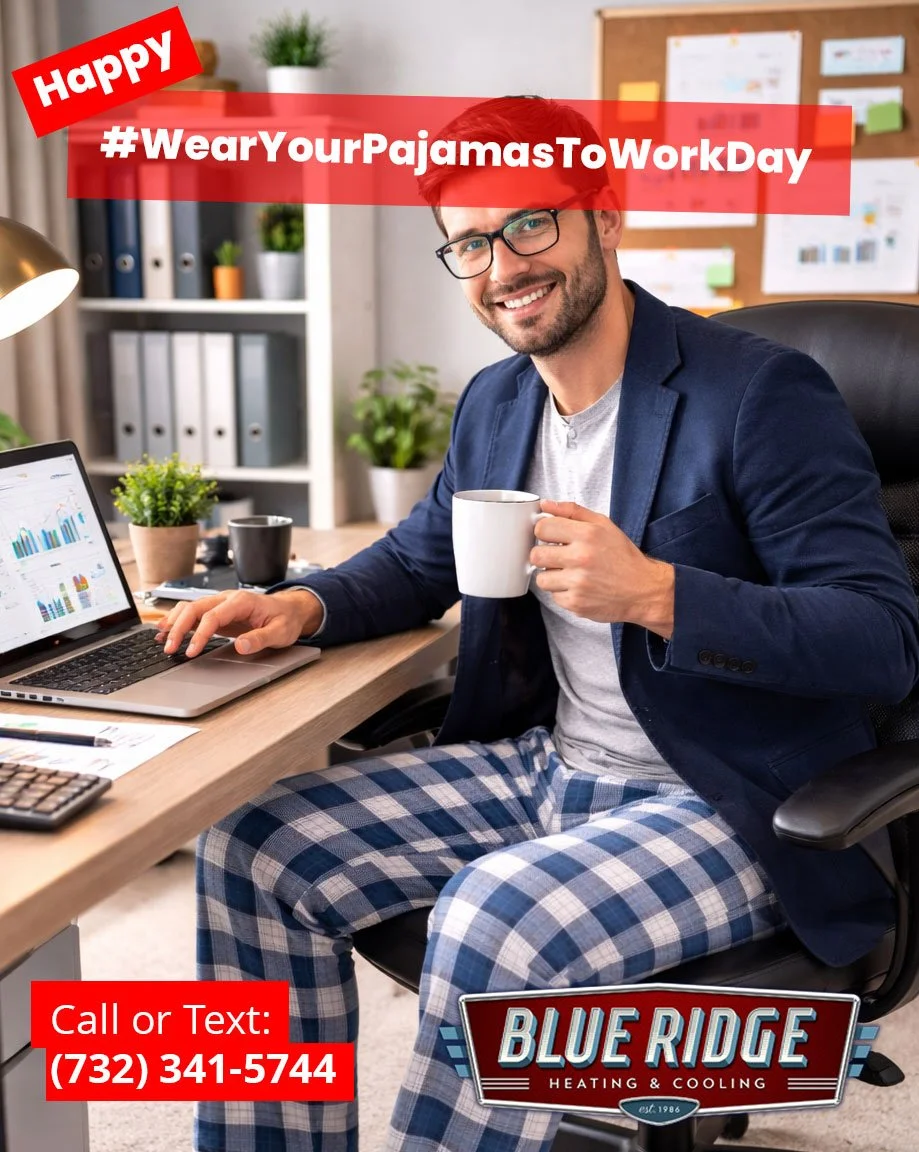 It's National Wear Your Pajamas to Work Day! Imagine working from home in perfect comfort 😌 We make that happen. #WorkFromHome #HomeComfort #WearYourPajamasToWorkDay