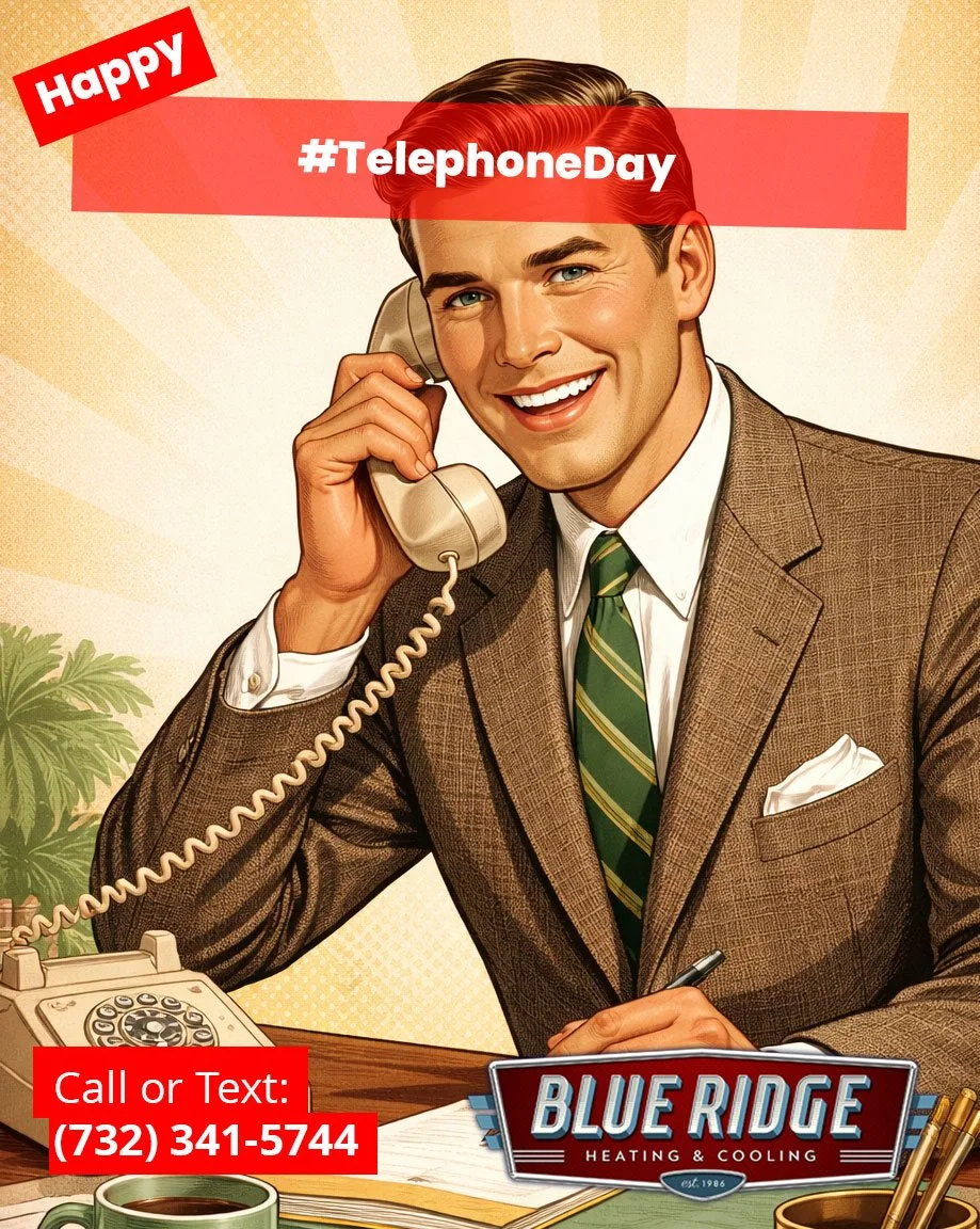 It's National Telephone Day! Give us a call 📞Your comfort is one conversation away. #CallNow #BlueRidgeHVAC #TelephoneDay