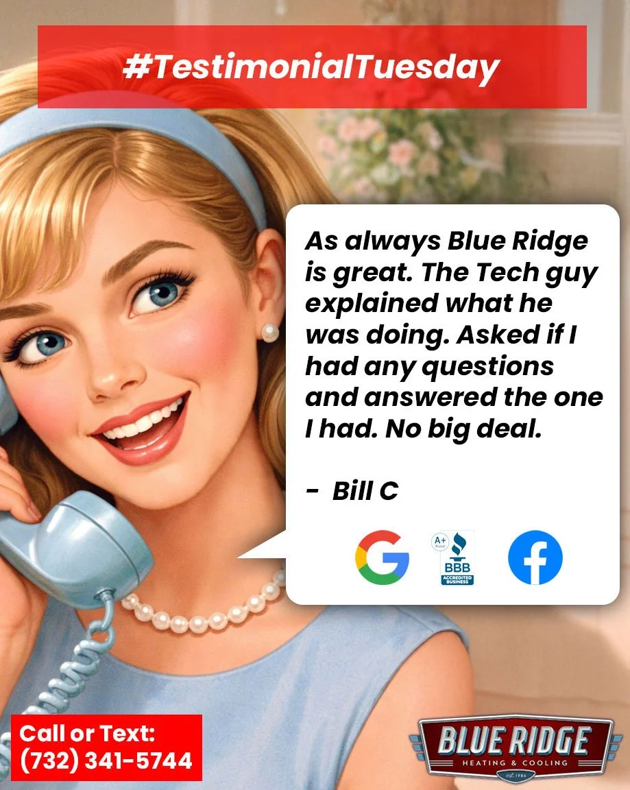We&rsquo;re grateful for every kind word 💙 Helping New Jersey stay comfortable&mdash;one home at a time.
 #TestimonialTuesday #CustomerLove #BlueRidgeHVAC #NJHomes #ComfortExperts
