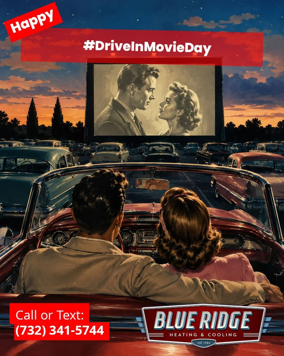 Cool air, snacks, and a classic movie night 🎬❄️ Summer comfort starts at home. #DriveInMovieDay #BlueRidgeHVAC