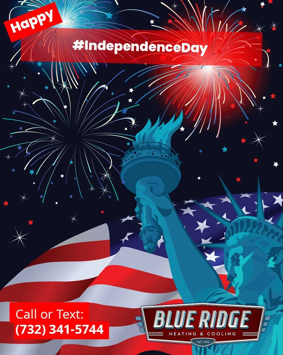 Happy 4th of July from everyone at Blue Ridge Heating &amp; Cooling! Wishing you a safe holiday filled with family, friends, fireworks, and cool indoor comfort. 🎆❄️ #FourthOfJuly #NJ