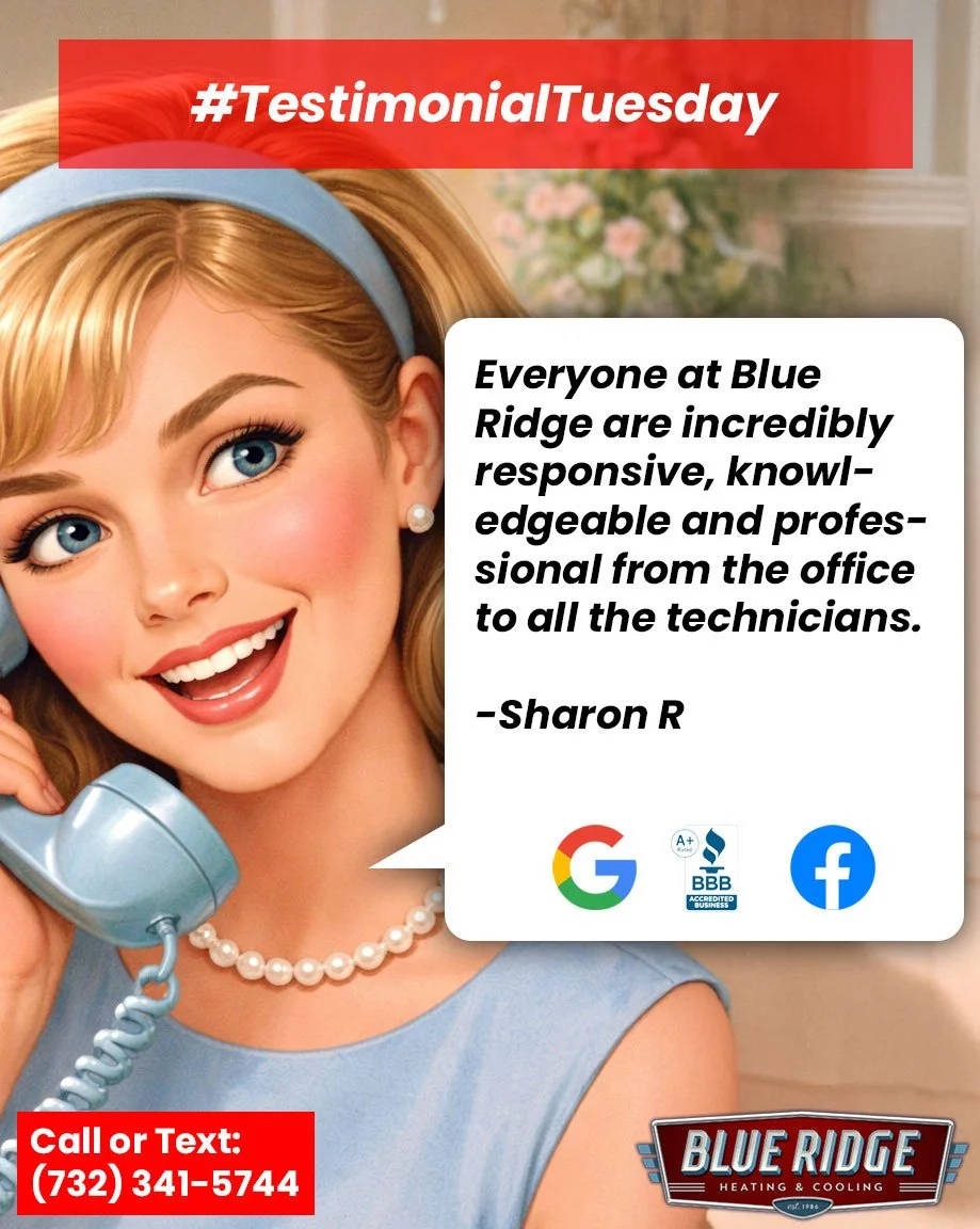 Helping our New Jersey neighbors stay comfortable is what we're all about. 💙 Thank you for your kind words and for choosing Blue Ridge Heating &amp; Cooling! #TestimonialTuesday #CustomerLove #BlueRidgeHVAC #NJHomes #HeatingAndCooling