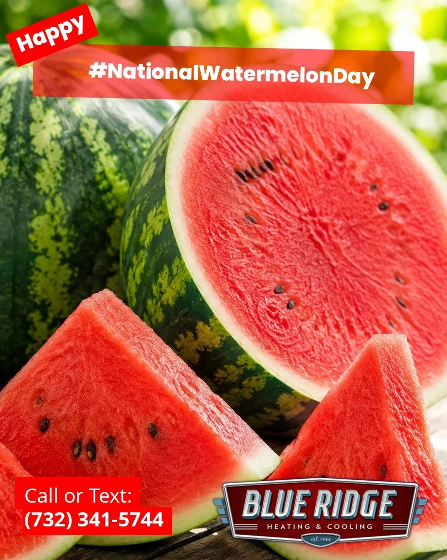 Watermelon is one of summer&rsquo;s coolest treats. A reliable air conditioner makes enjoying it indoors even sweeter. #NationalWatermelonDay #BlueRidgeHVAC #SummerComfort #NJHVAC