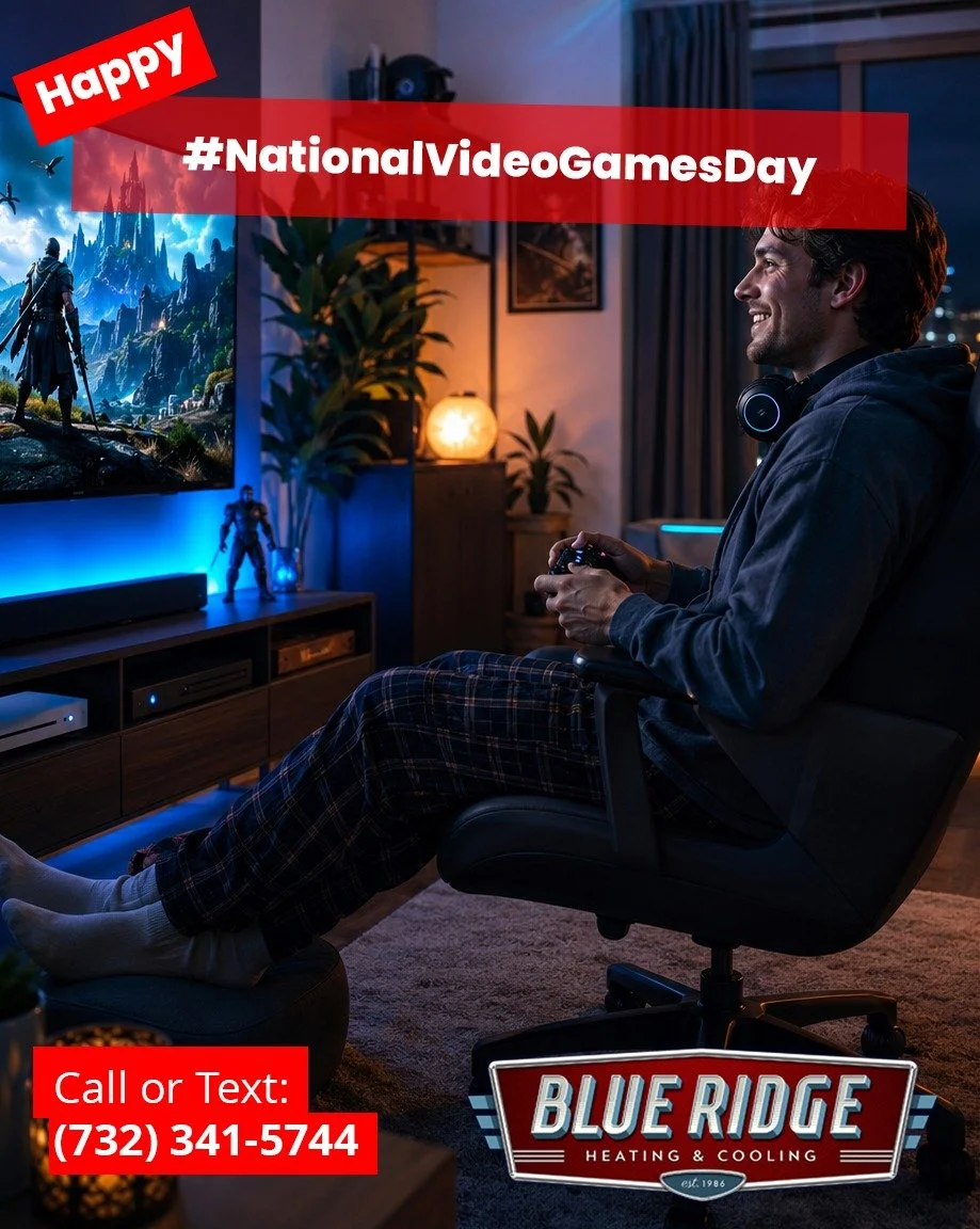 Whether you're saving the world, racing for first place, or telling yourself "just one more game" at 1 AM, every gaming setup is better when the room isn't overheating. Happy National Video Games Day!
#NationalVideoGamesDay #BlueRidgeHVAC #