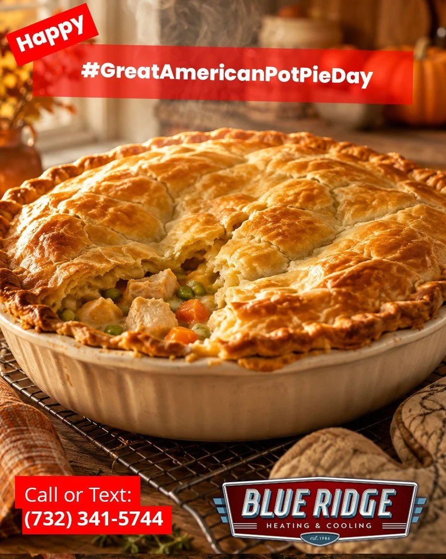 Warm, flaky, and straight out of the oven. A pot pie is exactly the kind of thing that SHOULD make your kitchen warmer. Happy National Great American Pot Pie Day!
#GreatAmericanPotPieDay #BlueRidgeHVAC #NJHVAC
