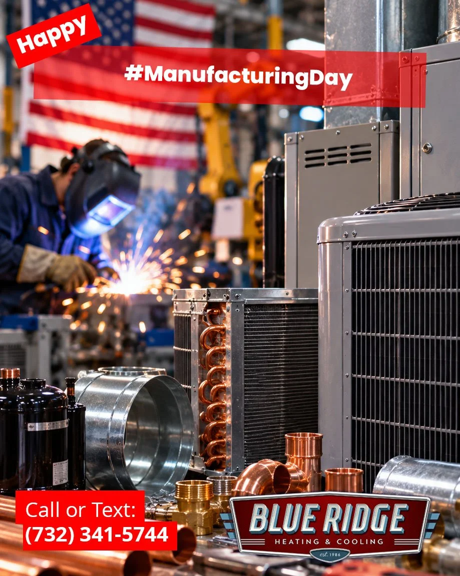 Behind every furnace, air conditioner, heat pump, fitting and tool is a world of skilled manufacturing that keeps America running. Here&rsquo;s to the people who make the things that make our jobs possible.
#ManufacturingDay #BlueRidgeHVAC #HVACPros