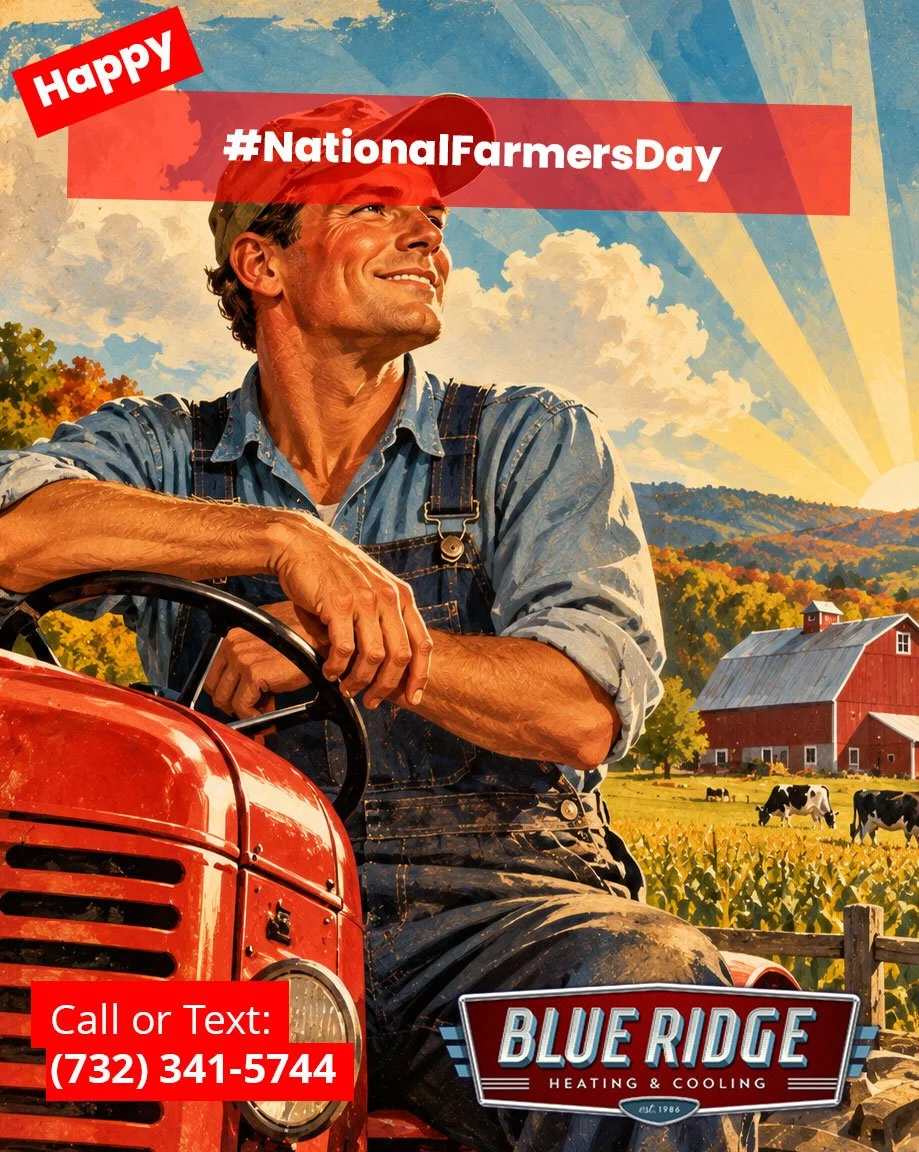 Today we recognize the farmers whose long days, hard work and dedication keep food on tables across America. Happy National Farmers Day!
#NationalFarmersDay #BlueRidgeHVAC