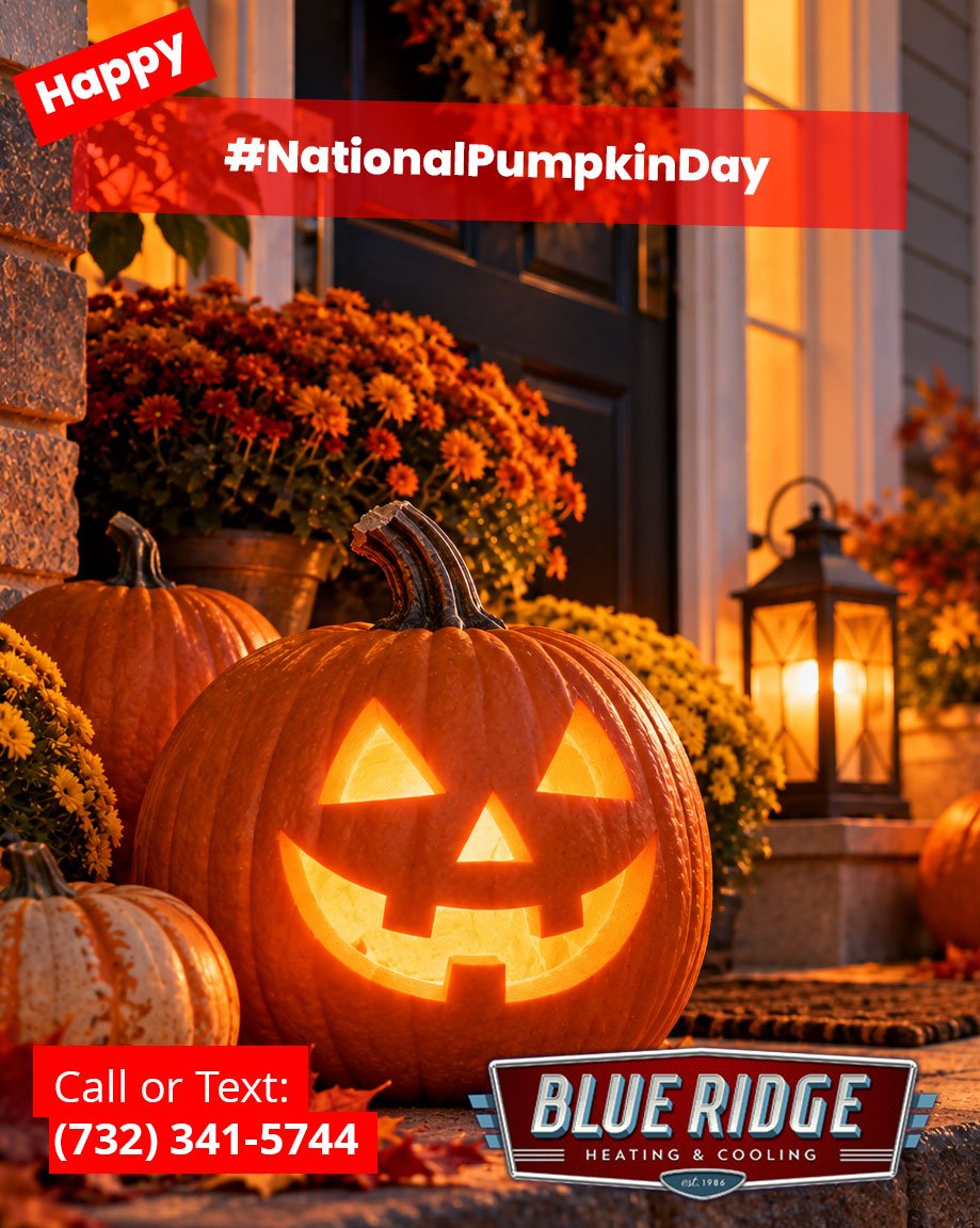 Porches across New Jersey are officially covered in pumpkins. Bonus points if yours has an HVAC-themed carving. Happy National Pumpkin Day!
#NationalPumpkinDay #BlueRidgeHVAC #FallInNJ