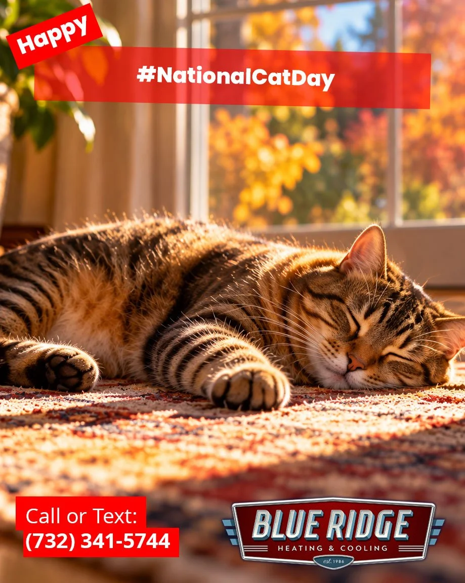 Cats have two temperature settings:
Sleeping directly in the sun.
Sitting exactly where the warm air comes out of the vent.
There is no third option. Happy National Cat Day!
#NationalCatDay #BlueRidgeHVAC #HVACHumor