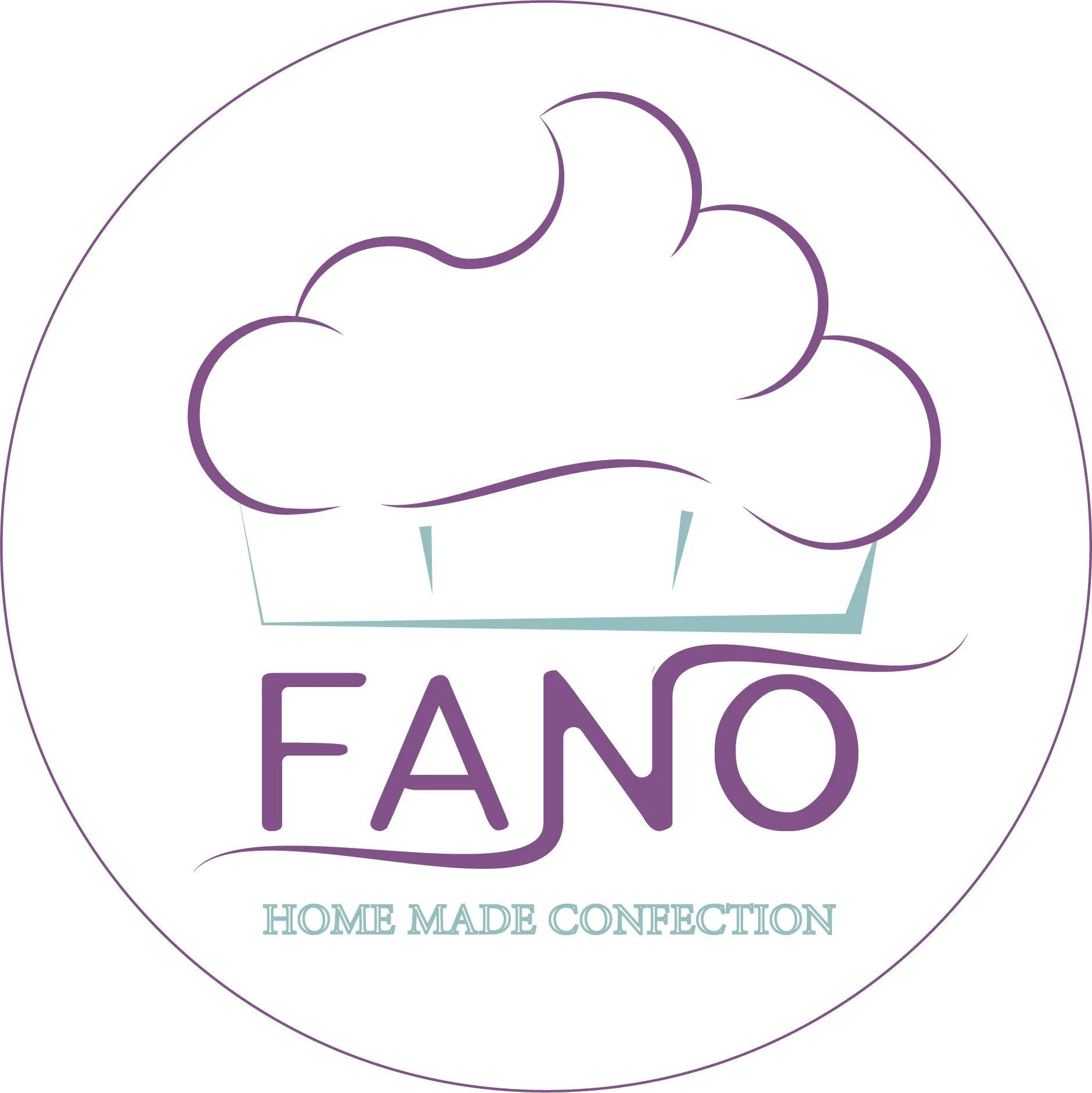 The logo features a stylized purple cloud with light blue lines underneath, and the text 'FANGO' in large purple letters. Below, there is smaller light teal text that reads 'Home Made Confection'.