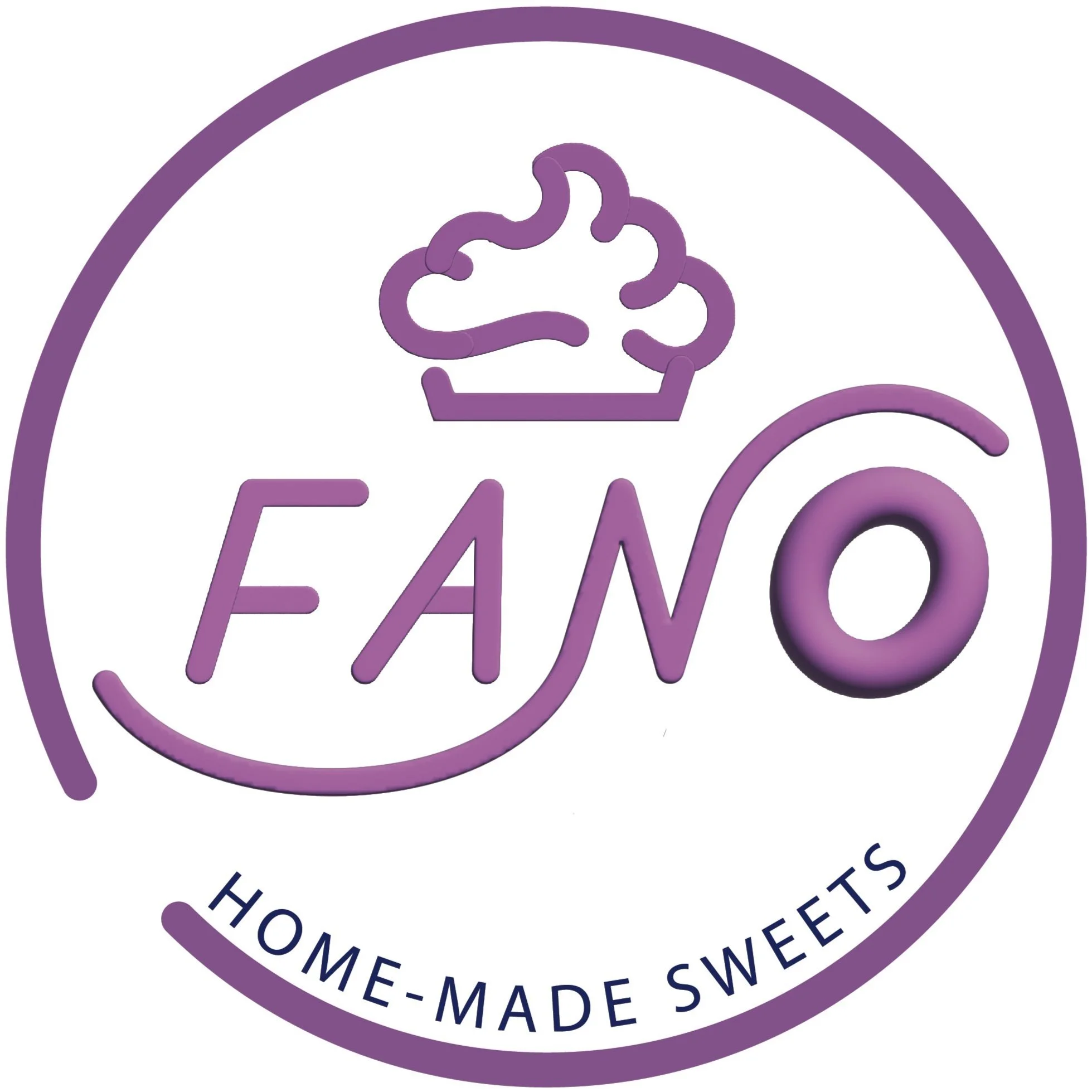Purple and white circular logo with an outline of a cupcake and the words 'FAYGO' and 'Home-Made Sweets'.