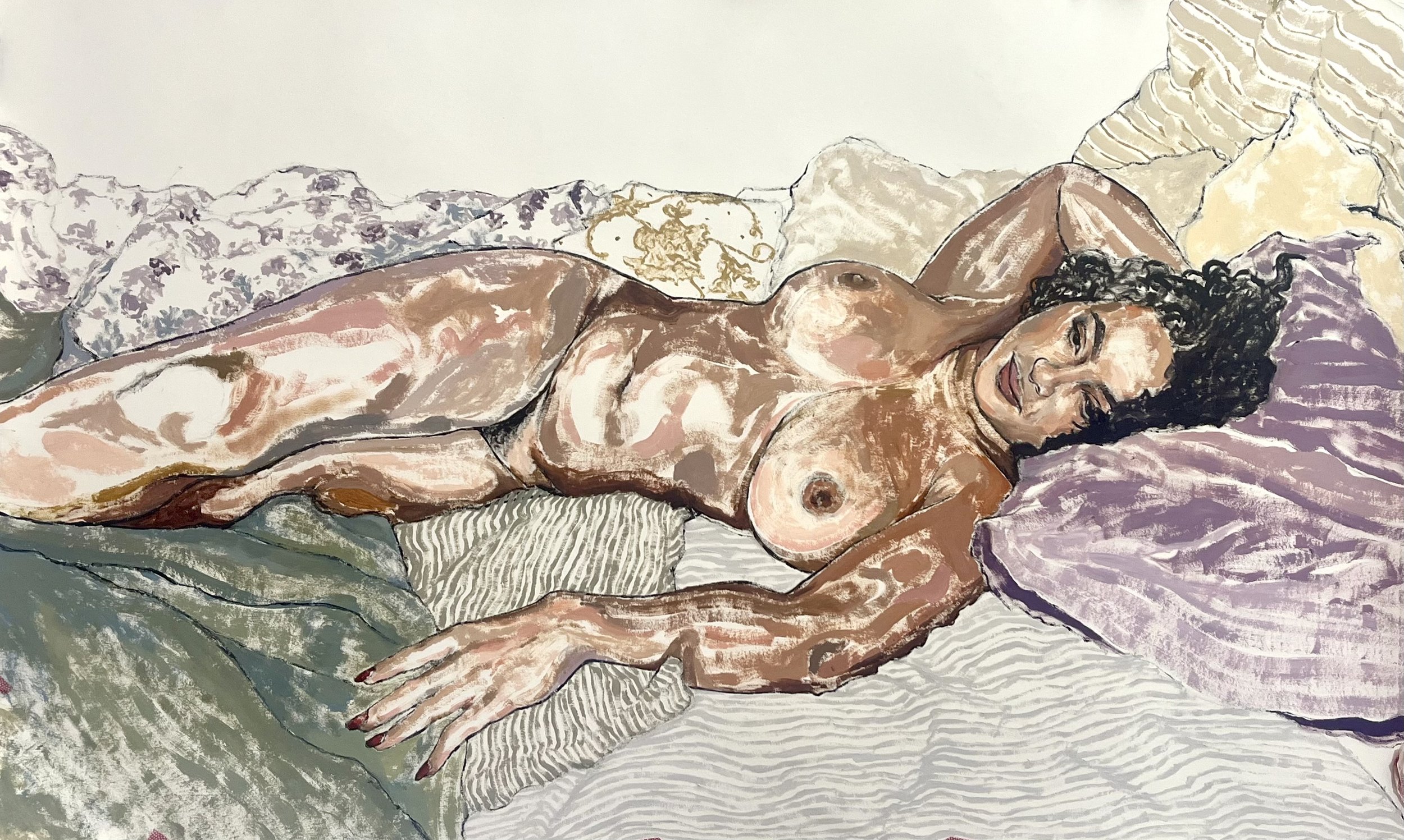 ‘Eiderdown’ - Oil paint on paper. 56 x 92 cm, 2024