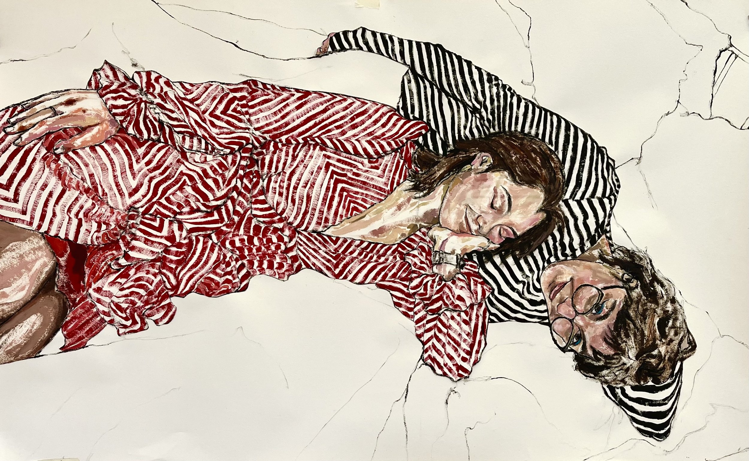 ‘Change one’s stripes’ - Oil paint and soft pastels on paper. 56 x 92 cm, 2024