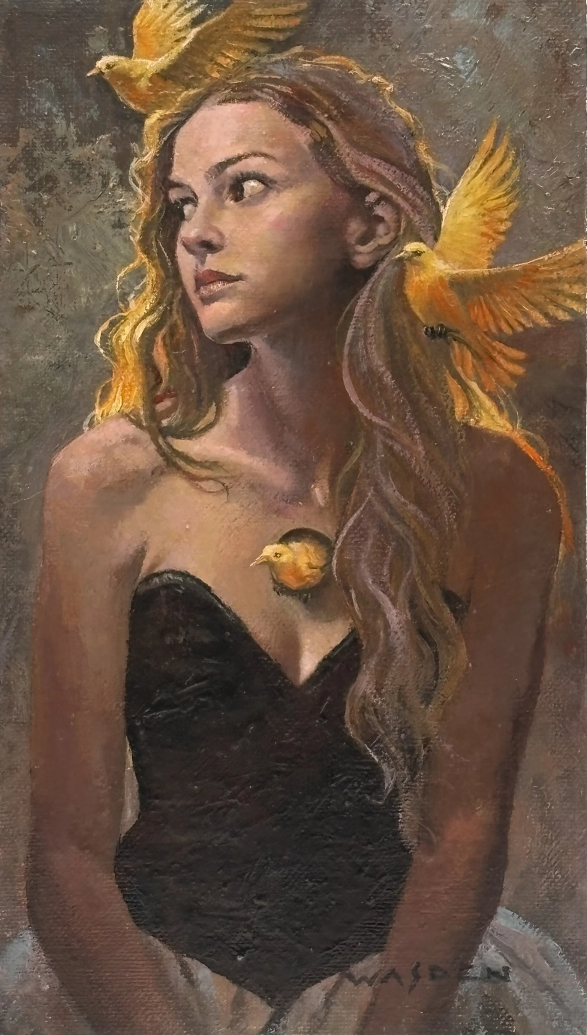 “Three Wishes,” oil on board