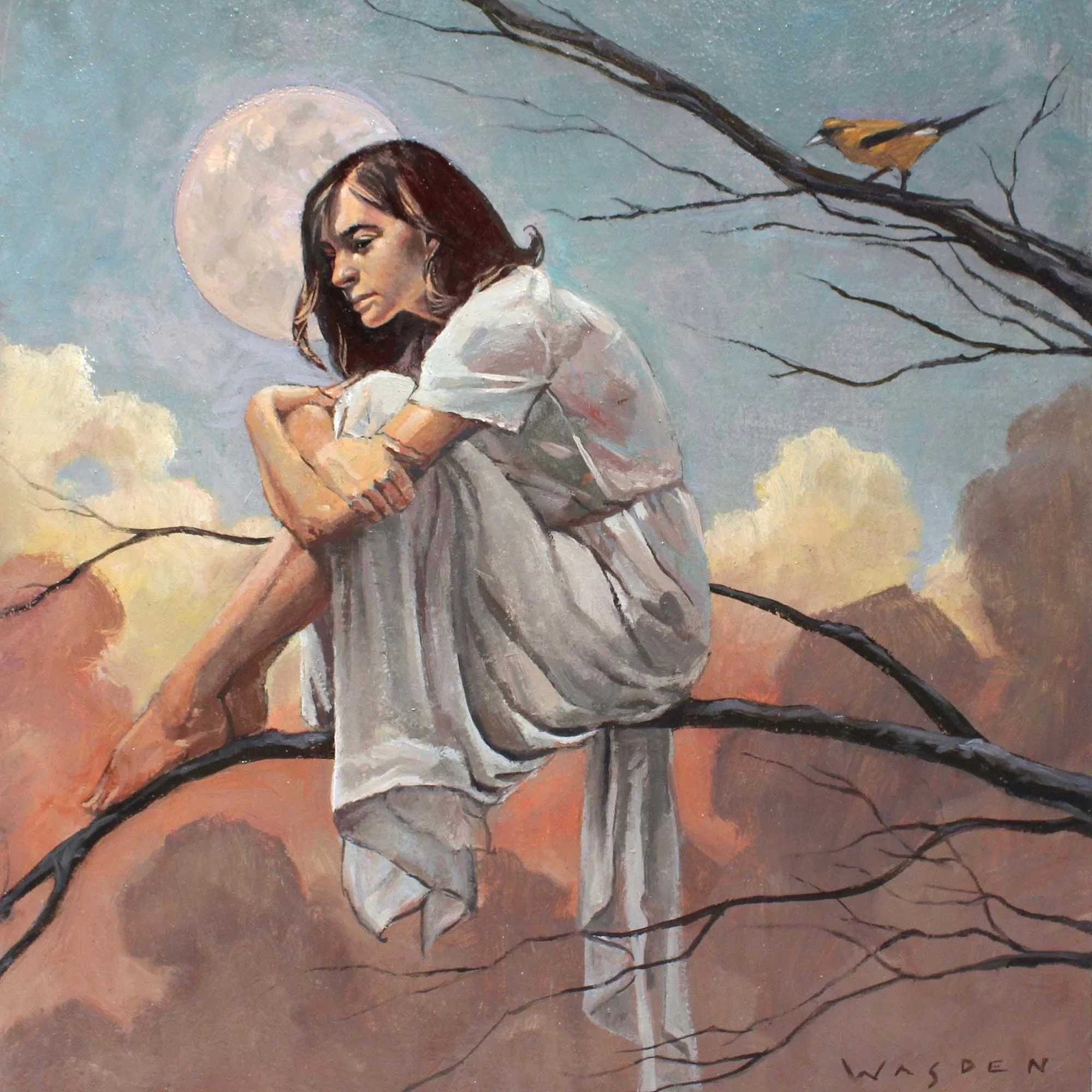 “Hope Is the Thing With Feathers”; oil painting,