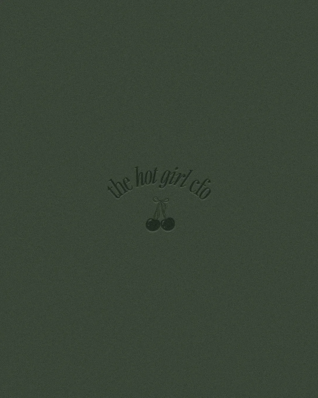 The ceiling has a decorative sticker or decal with the words 'the hot girl club' and an image of cherries with a bow.