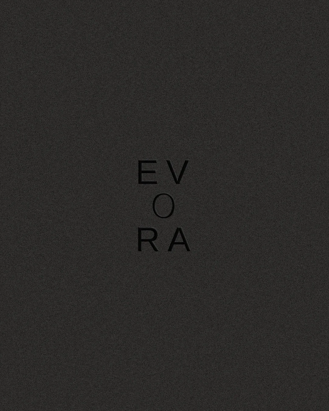 Black background with the word 'EVORA' written vertically in the center.