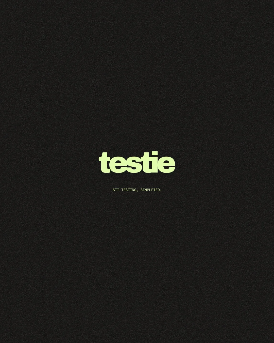 Testie logo with the tagline 'STI Testing, Simplified' on a black background.