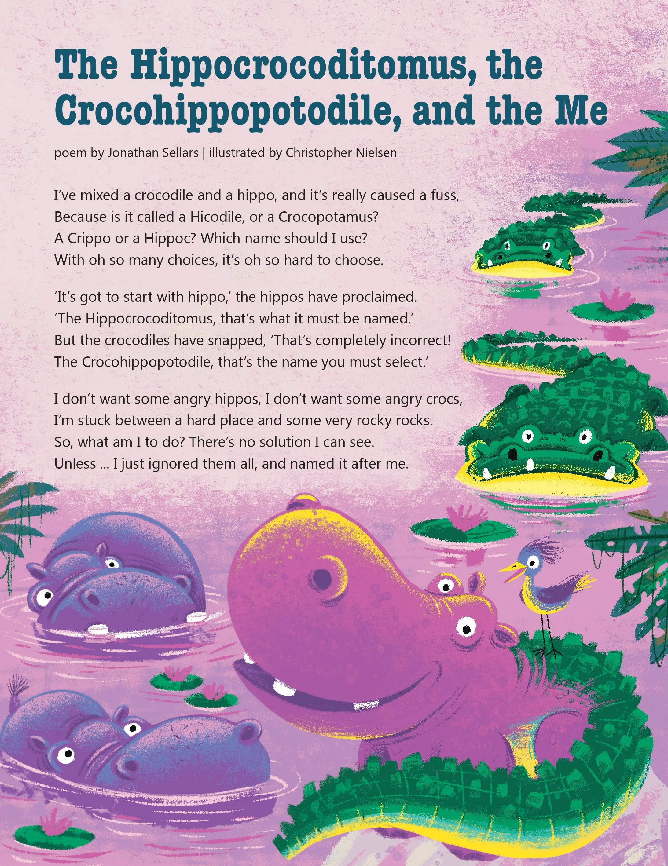 The dangers of mixing a crocodile and a hippo. Funny poem.