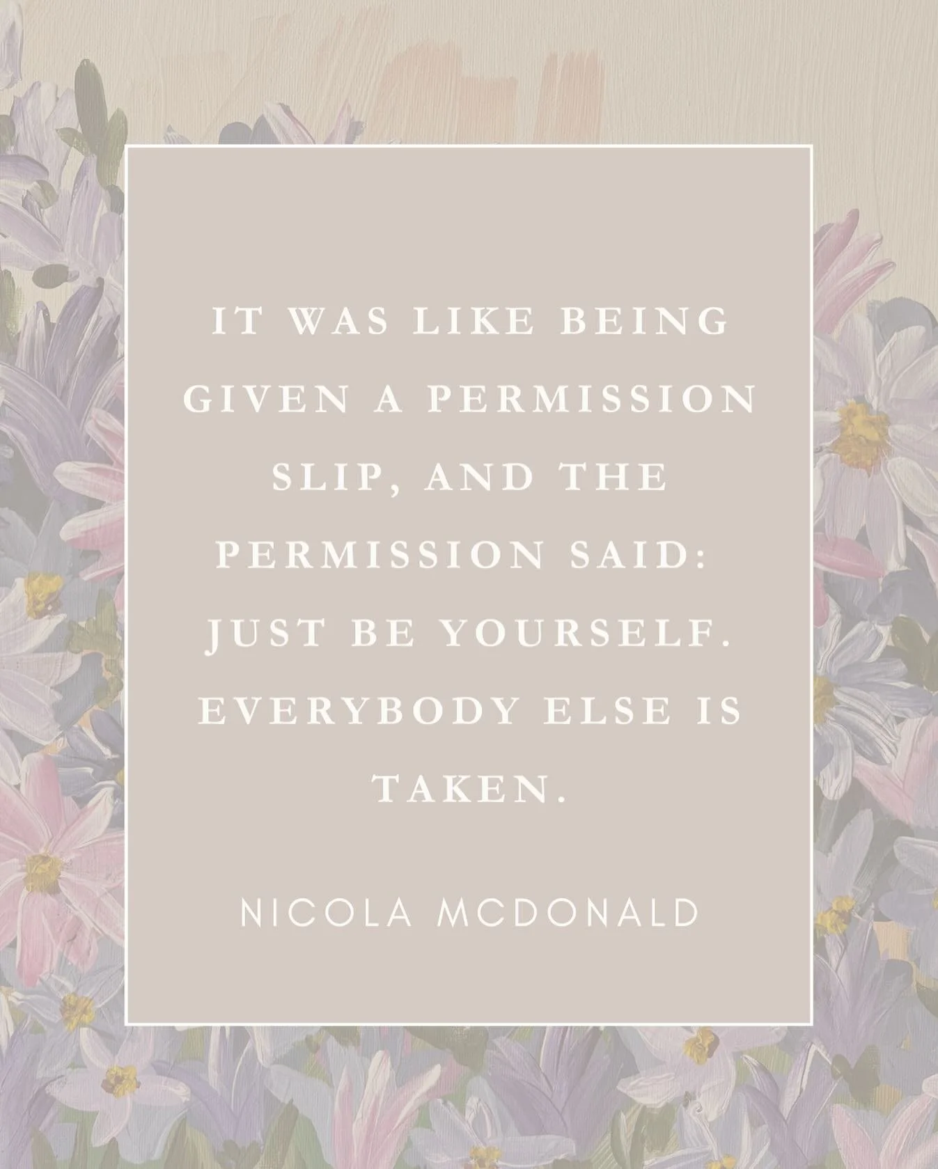 &ldquo;It was like being given a permission slip, and the permission said: Just be yourself. Everybody else is taken.&rdquo; &mdash; Nicola McDonald (@nmcdonaldcreativewritingcoach)

To hear the rest of our conversation, download the latest episode h