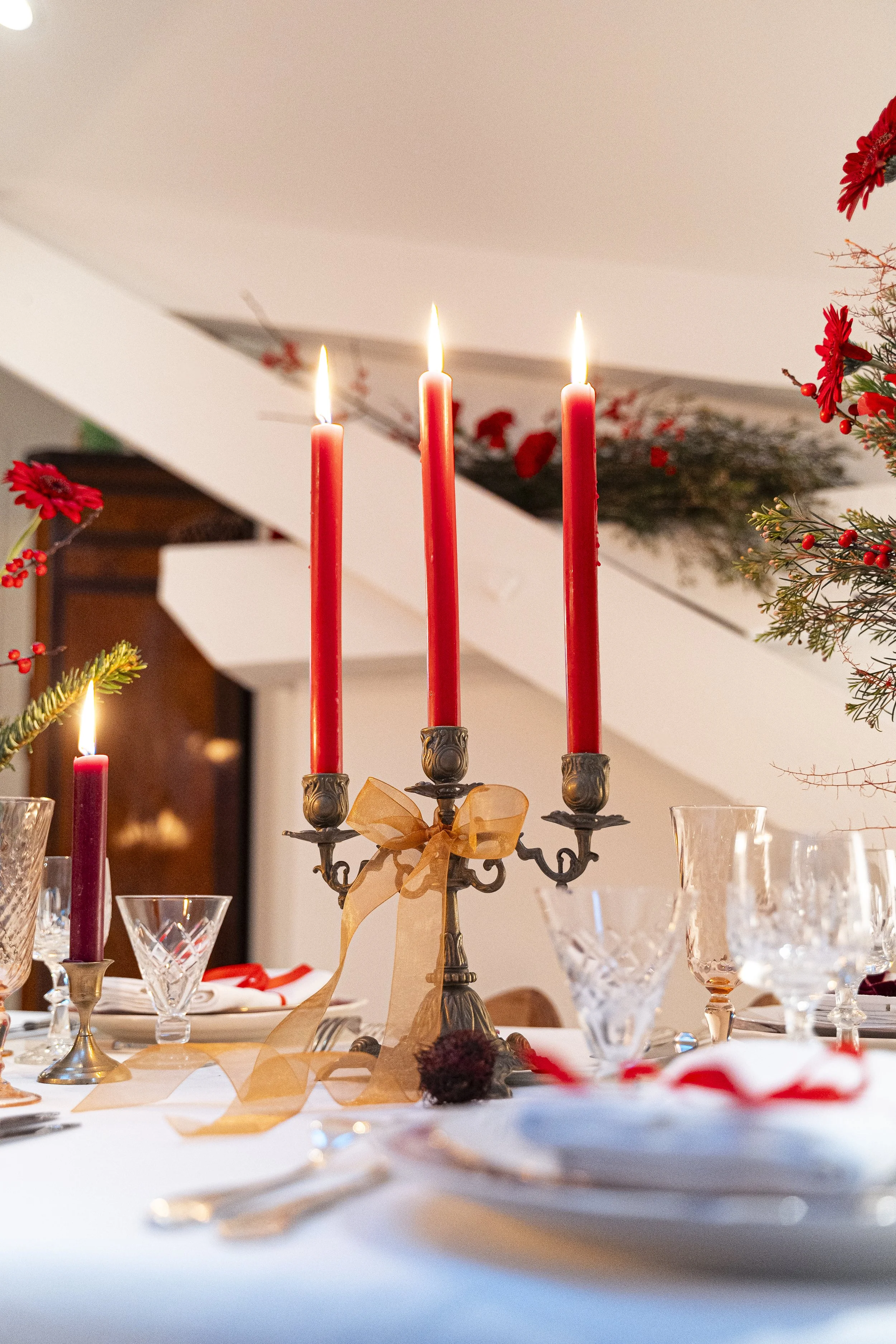 Table de Noël rouge et blanche