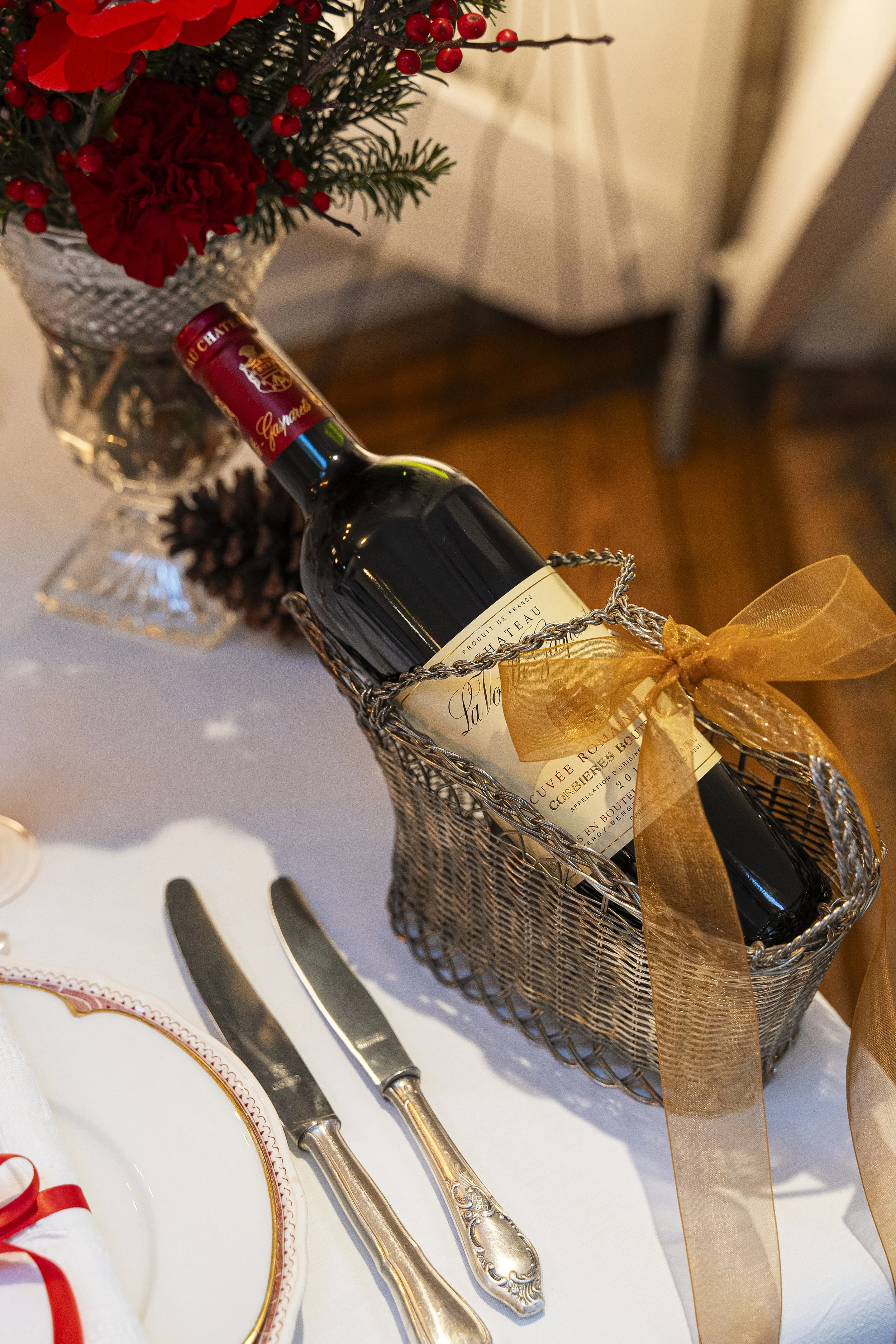 Table de Noël rouge et blanche