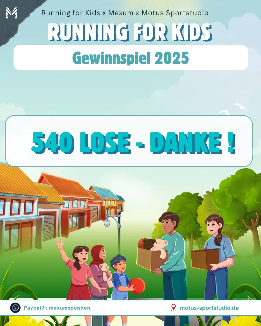 🤩Das Gewinnspiel unserer allj&auml;hrlichen Spendenaktion &bdquo;Running for Kids&ldquo; ist abgeschlossen.
Die Spendenaktion selbst l&auml;uft weiter bis ins n&auml;chste Jahr &ndash; Spenden sind weiterhin m&ouml;glich.

Allein durch das Gewinnspi